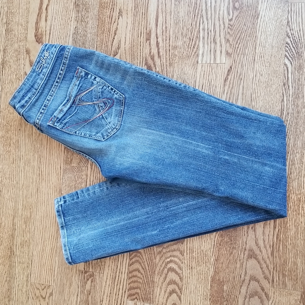 (28W/33L) Silver Jeans Co. Aiko Slim Cotton Blend Denim Jeans Comfy Everyday